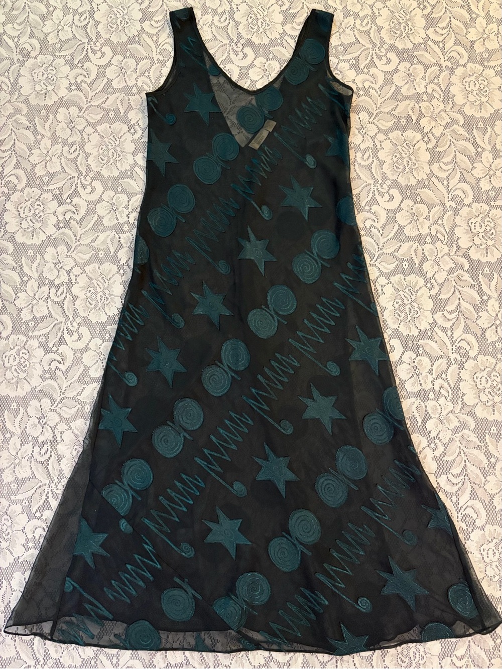Victoria's Secret Gold Label Emerald Green Sheer Double-V Maxi Nightgown / Slip